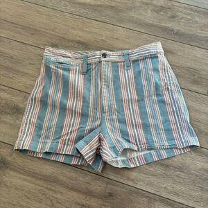 madewell Blue and pink striped rainbow funky retro high rise shorts size 31